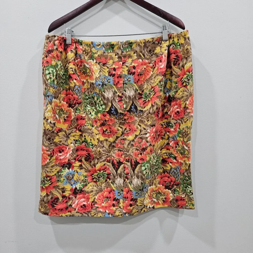 Talbots Womens Pencil Skirt 14P Multicolor Floral Fairy Romantic Feminine Boho